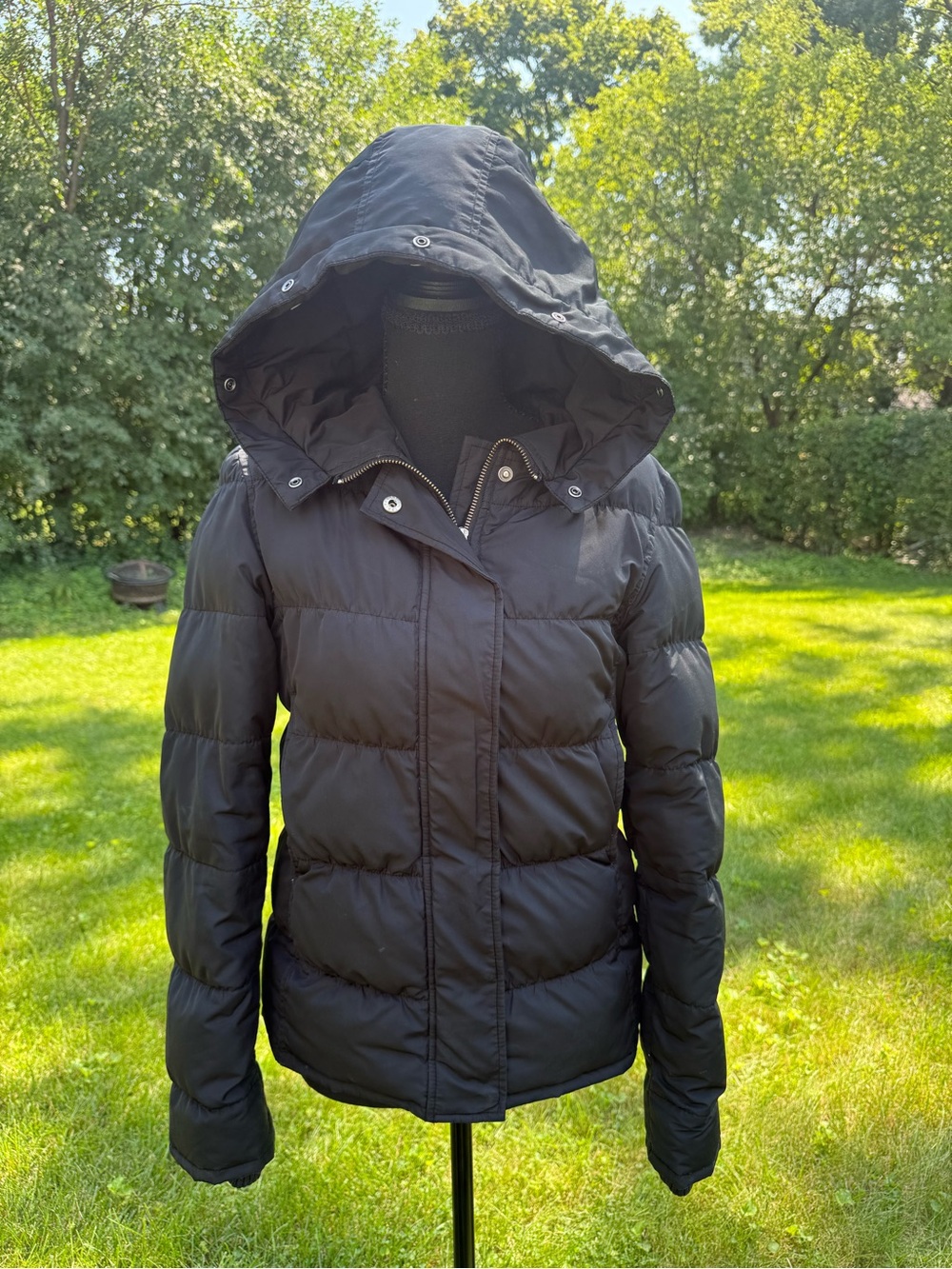 Theory Kendon Epic Black Down Hooded Puffer Jacket Coat Size P